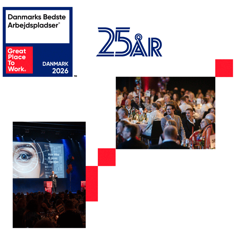 Danmarks Bedste Arbejdspladser 2026-logo og 25 års jubilæumslogo